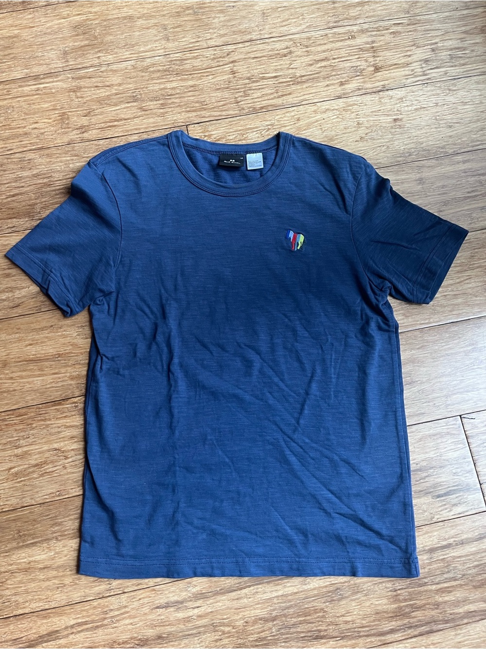Paul Smith Navy Short Sleeve Crew T-Shirt with Multicolor Stripe Logo